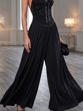 A. Byer Black Wide-Leg Jumpsuit Pants size M/L